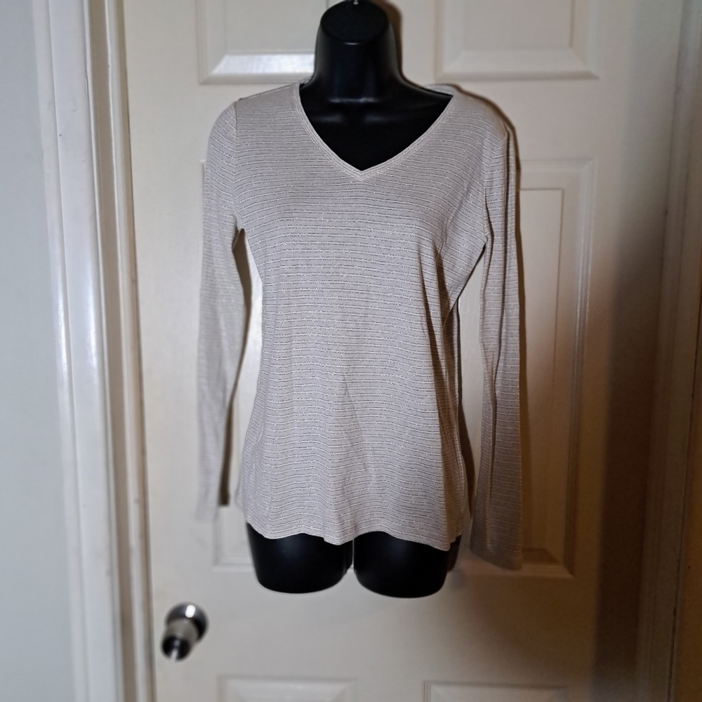 Talbots shiny striped blouse size small